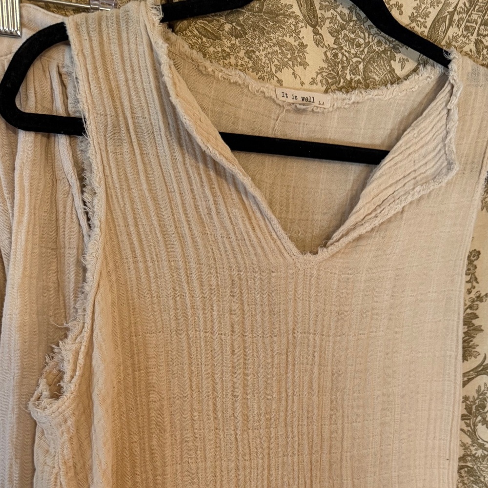 It is well LA Gauze 100% Cotton Sleeveless Top and Maxi Skirt Set in Natural - Picture 2 of 12